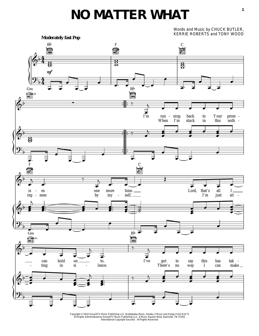 No Matter What Acoustic Guitar scores gallery preview page 1