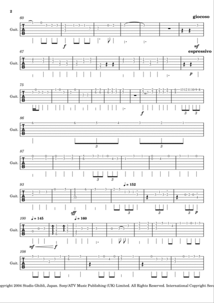 Merry-go-round Of Life Guitar Tablature scores gallery preview page 2