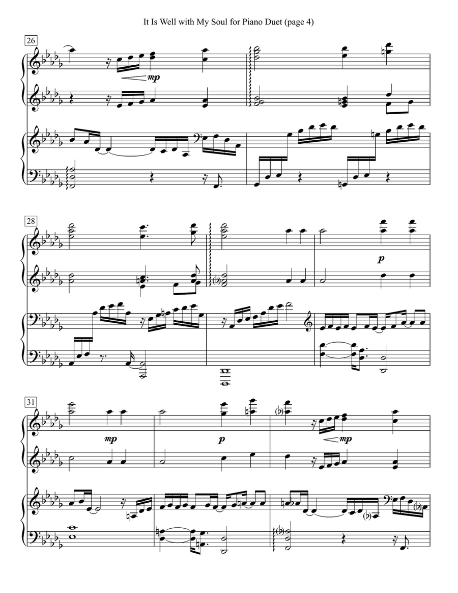 It Is Well with My Soul for Piano Duet 1 Piano, 4-Hands scores gallery preview page 4