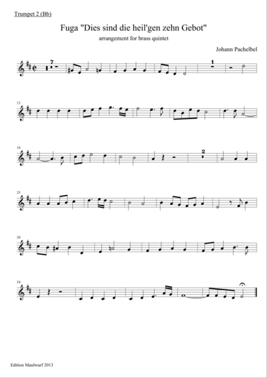 Pachelbel Fugue Brass Quintet scores gallery preview page 4