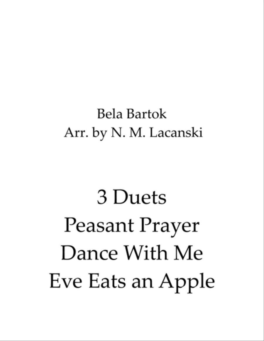 Peasant Prayer Dance With Me Eve Eats an Apple String Duet scores gallery preview page 1