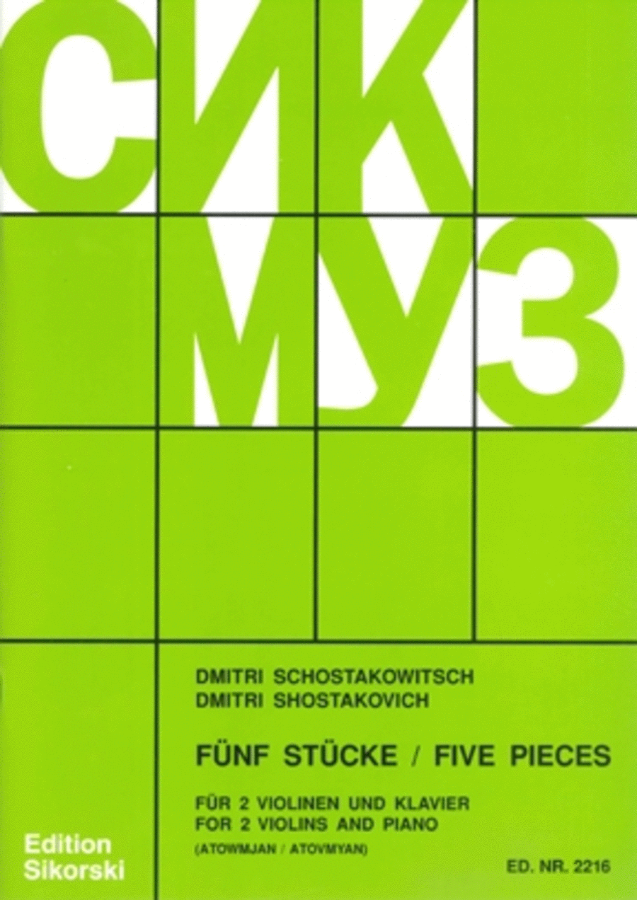Five Pieces For 2 Violins And Piano