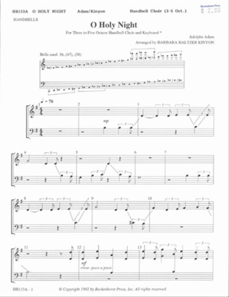 O Holy Night - handbell part 5-Octaves scores gallery preview page 1