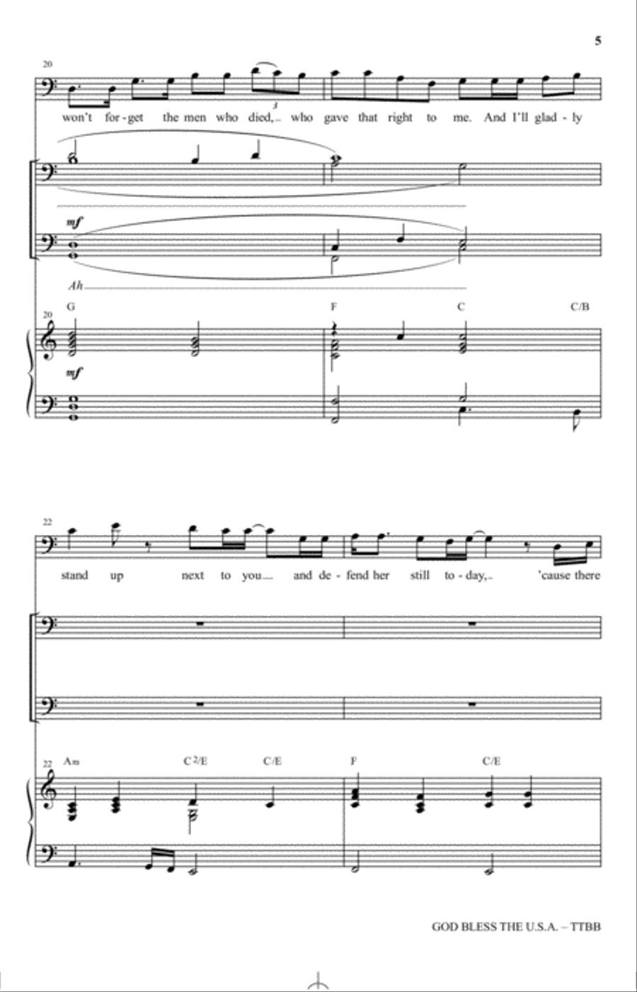 God Bless The U.S.A. God Bless The U.S.A. TTBB scores gallery preview page 4