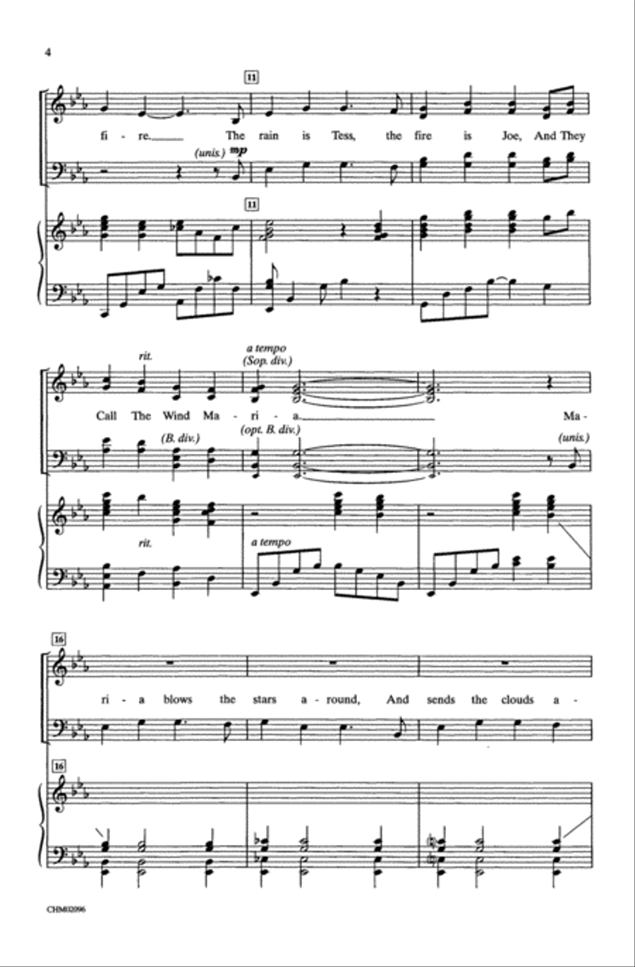 They Call the Wind Maria 4-Part scores gallery preview page 3