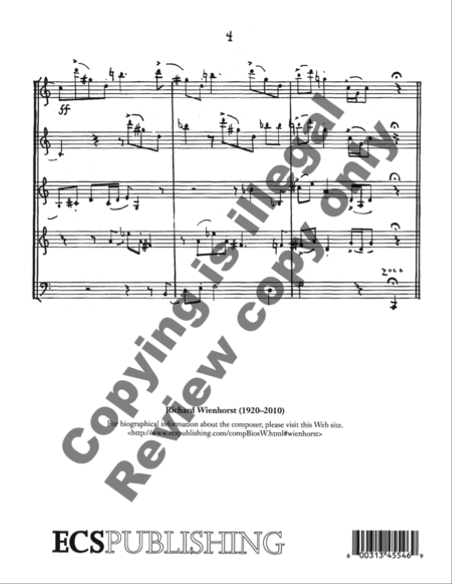 Six Intradas: Intrada No. 1 Woodwind Quintet scores gallery preview page 4