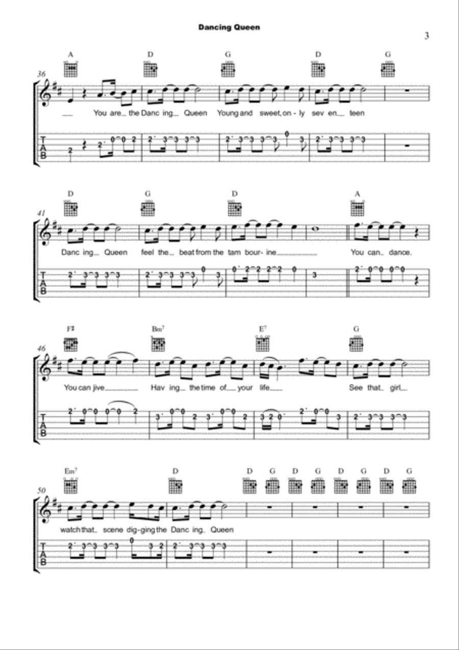 Dancing Queen Electric Guitar scores gallery preview page 3