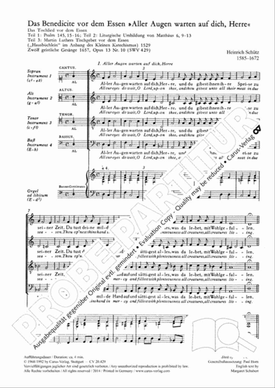 Das Benedicite vor dem Essen Score scores gallery preview page 7