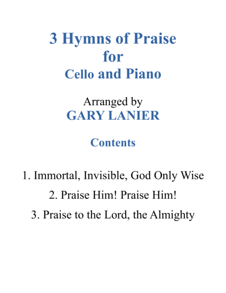 Gary Lanier: 3 HYMNS of PRAISE (Duets for Cello & Piano) image number null
