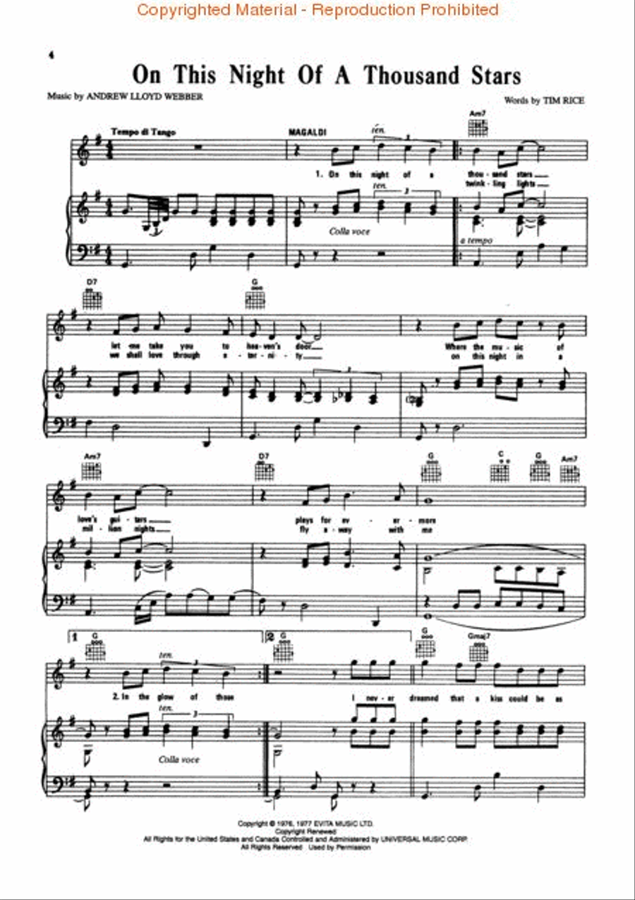 Evita – Musical Excerpts and Complete Libretto Piano, Vocal, Guitar scores gallery preview page 2