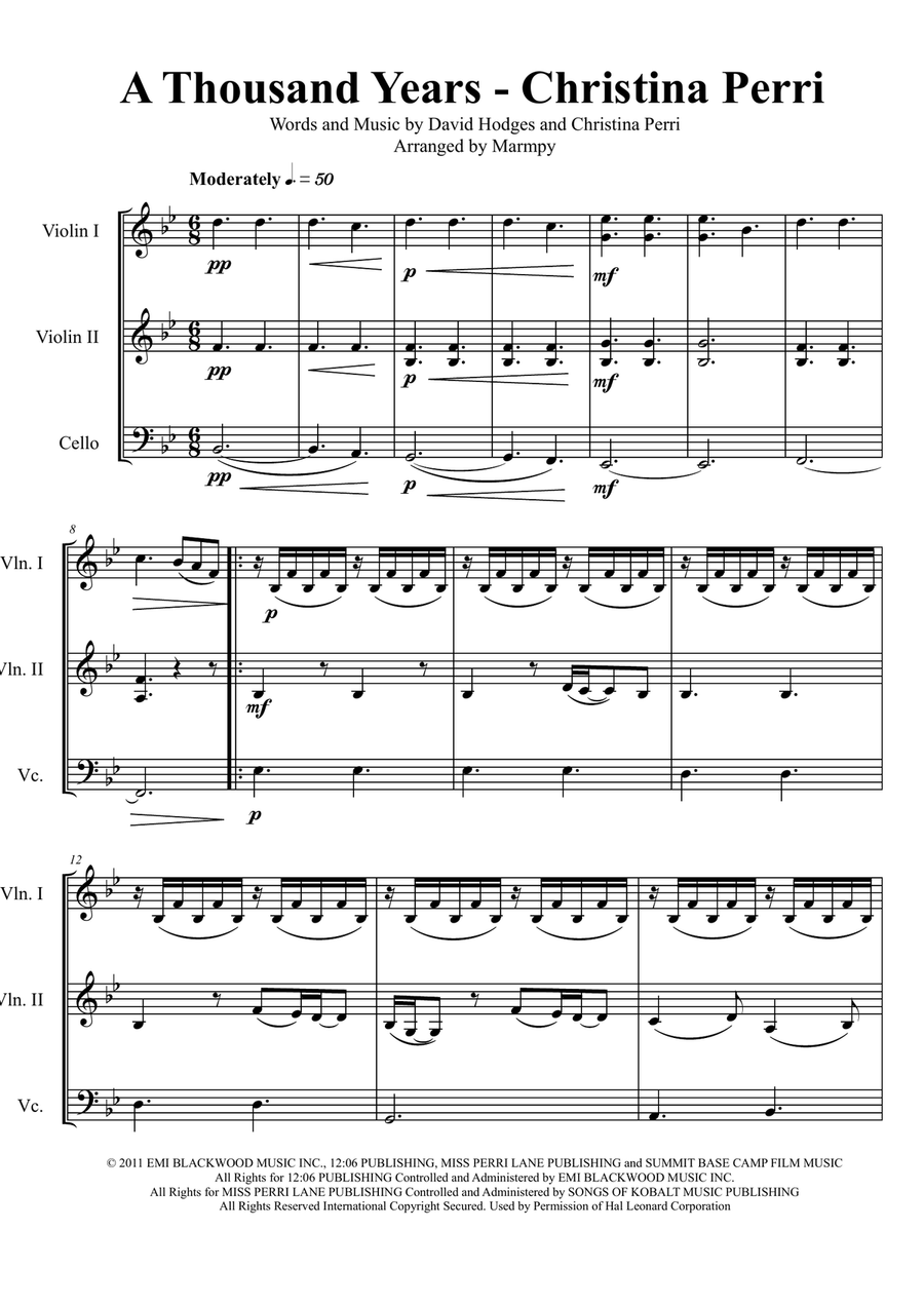 A Thousand Years String Trio scores gallery preview page 1