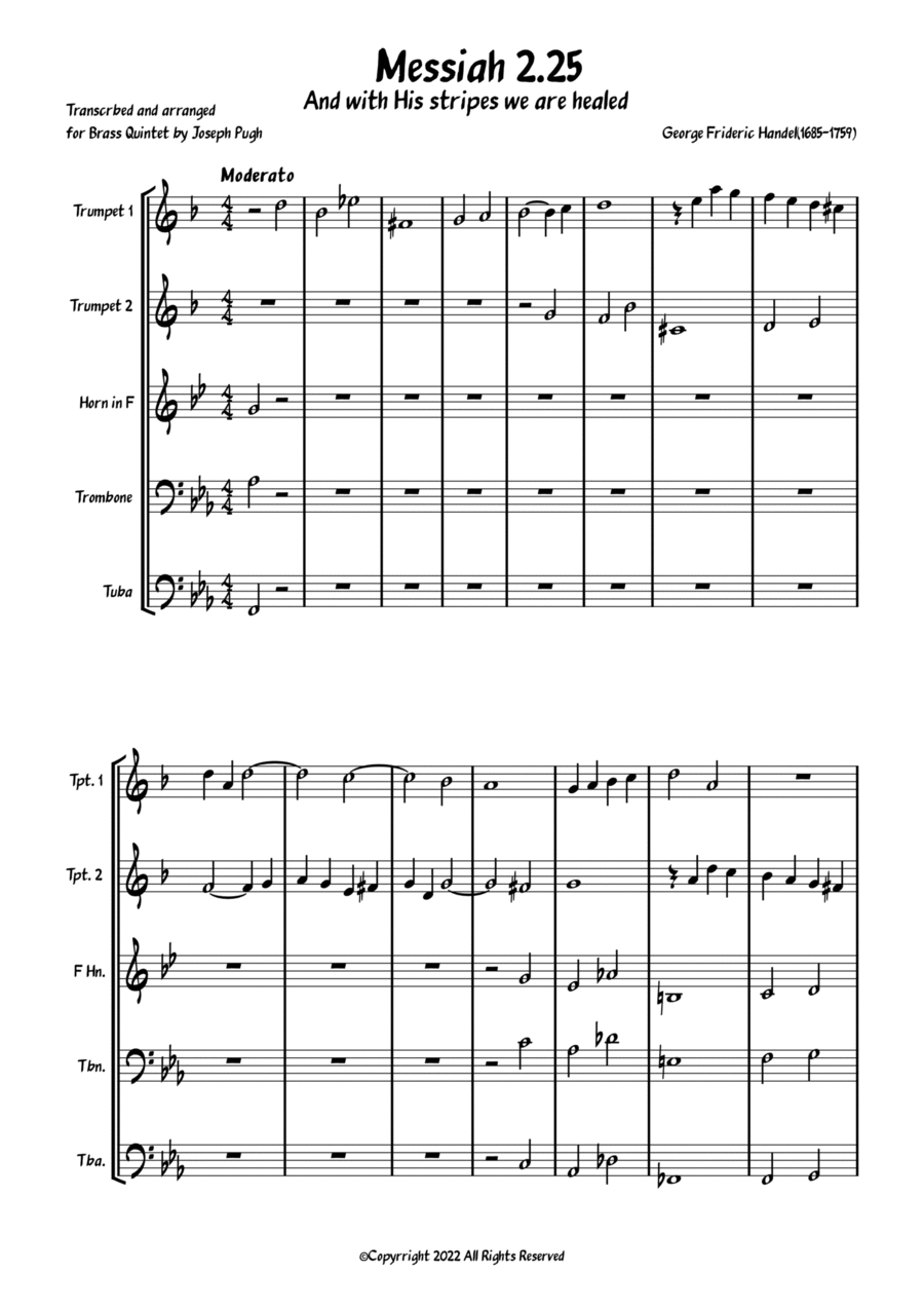 Messiah 2.25 (And With His Stripes We Are Healed) Brass Ensemble scores gallery preview page 1