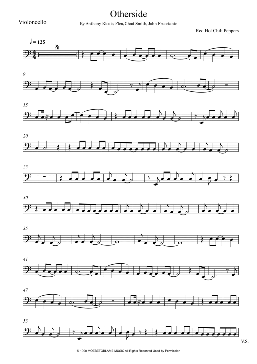 Otherside Cello Solo scores gallery preview page 1