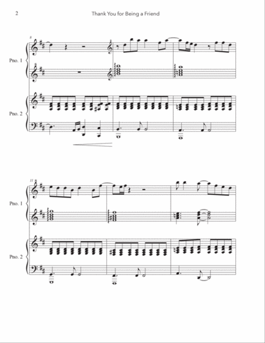 Thank You For Being A Friend 1 Piano, 4-Hands scores gallery preview page 2