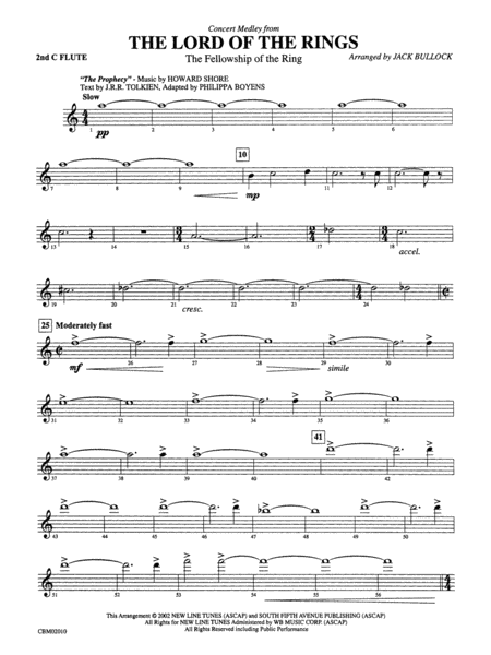 The Lord of the Rings: The Fellowship of the Ring, Concert Medley from: 2nd Flute