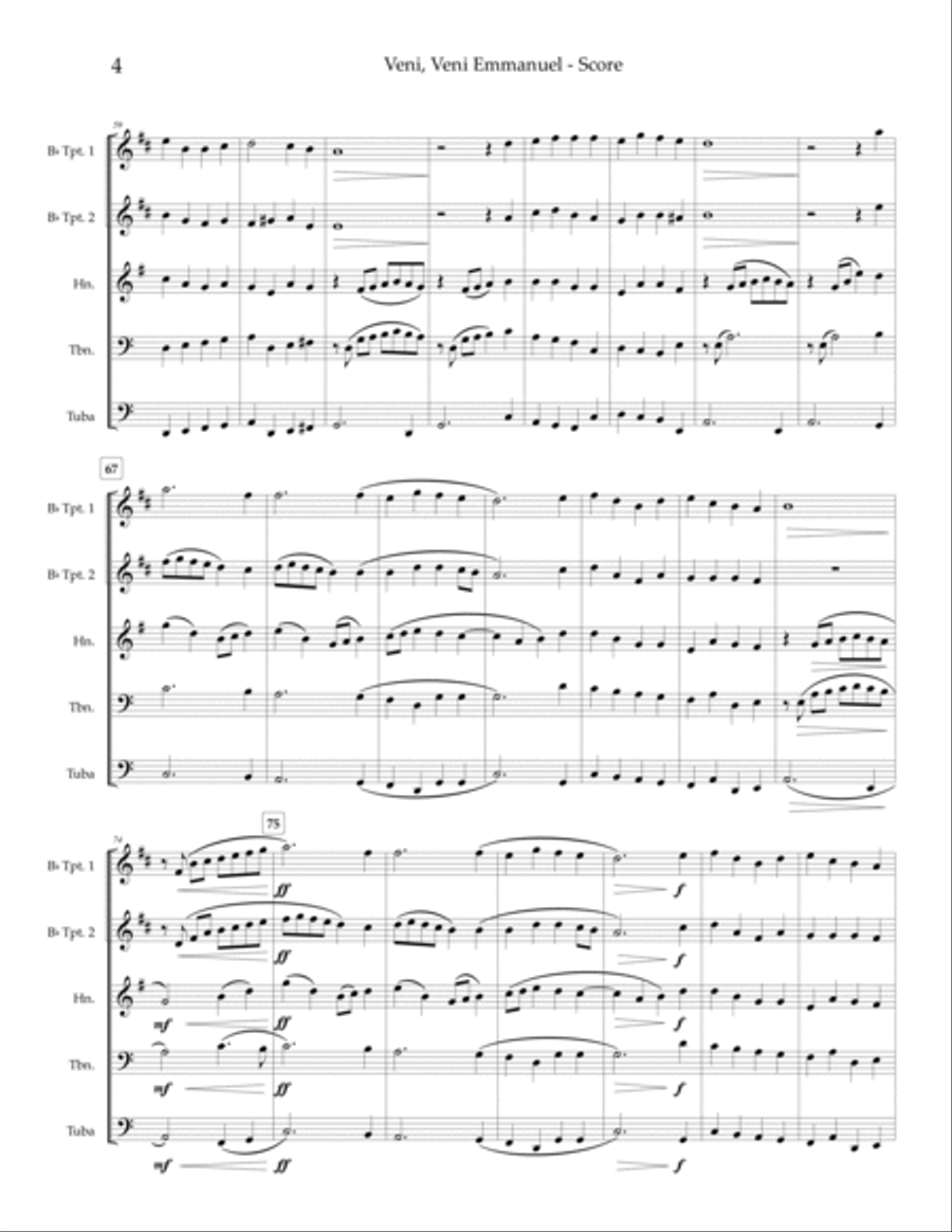 Veni, Veni Emmanuel - an Advent anthem for brass Horn scores gallery preview page 6