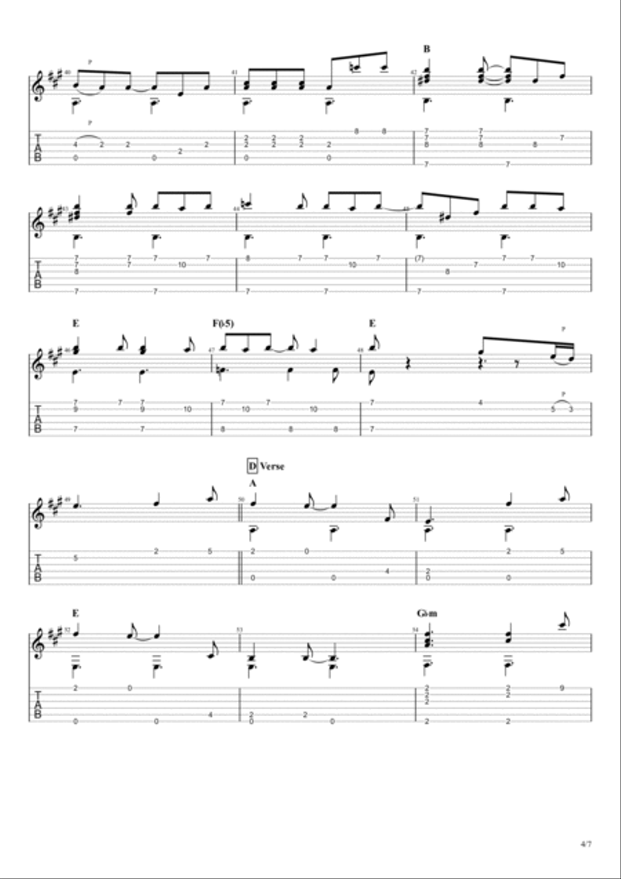 Oh! Darling Guitar Tablature scores gallery preview page 5