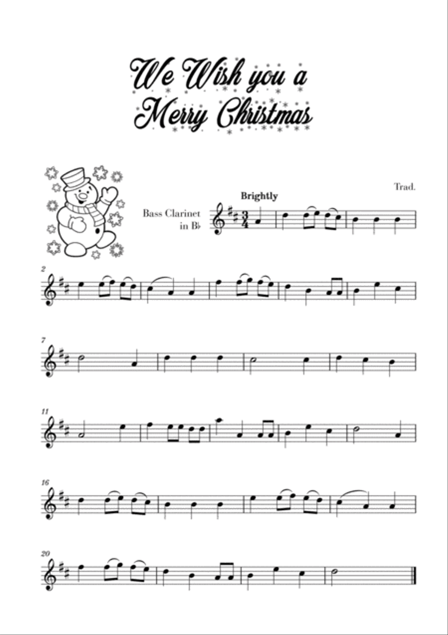 We Wish you a Merry Christmas (for Bass Clarinet) Bass Clarinet scores gallery preview page 1
