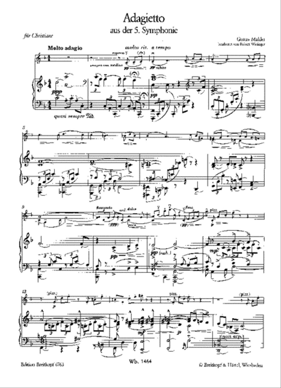 Adagietto from Symphony No. 5 Violin Solo scores gallery preview page 2