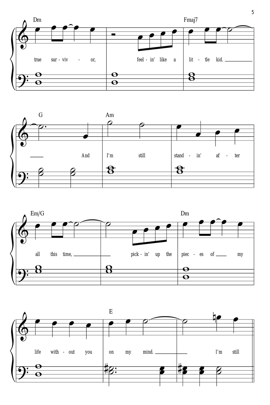I'm Still Standing Easy Piano scores gallery preview page 5