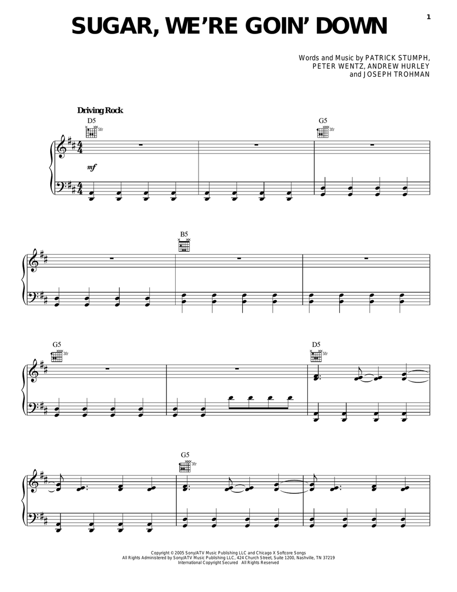 Sugar, We're Goin' Down Acoustic Guitar scores gallery preview page 1