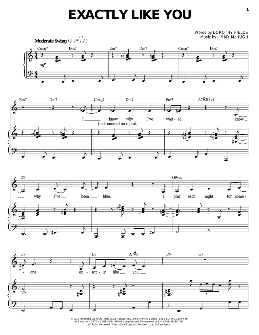 Exactly Like You Piano, Vocal scores gallery preview page 1