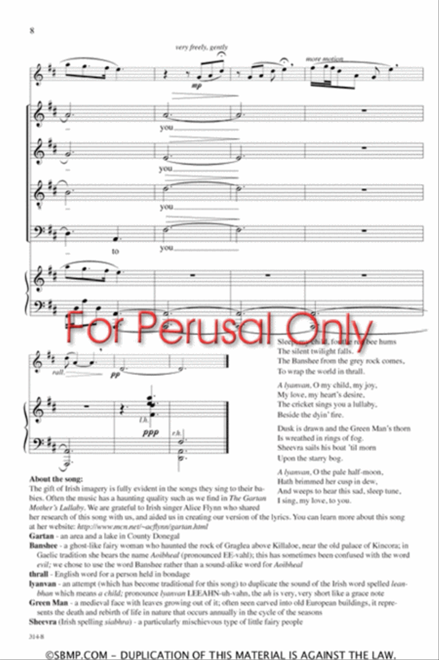 The Gartan Mother's Lullaby - SATB Octavo 4-Part scores gallery preview page 8