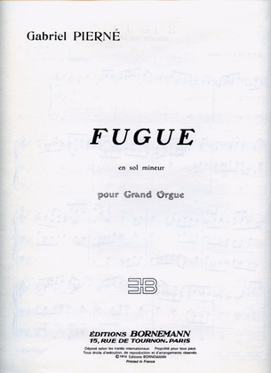 Pierne Fugue En G Minor Organ Book