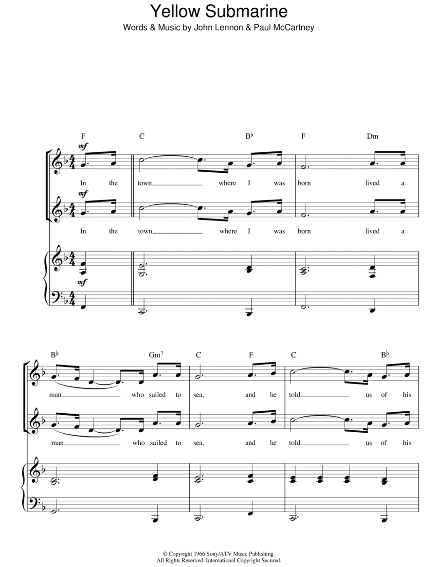 Yellow Submarine (arr. Rick Hein) 2-Part scores gallery preview page 1