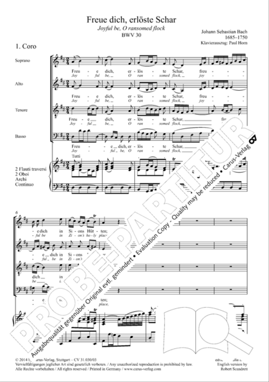 Joyful be, O ransomed flock (Freue dich, erloste Schar) 4-Part scores gallery preview page 6