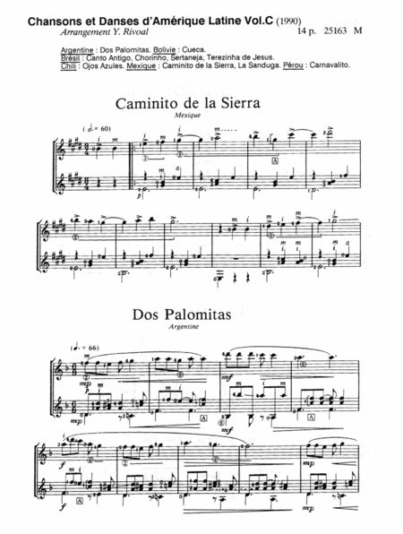 Chansons et danses d'Amerique latine - Volume C