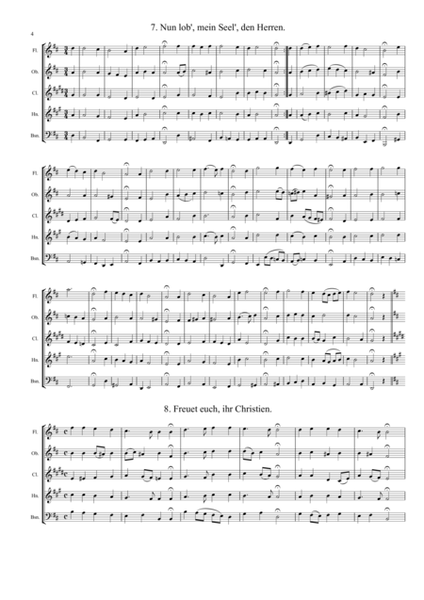 Bach - Chorales (36 in Set) arrangement for Woodwind Quintets