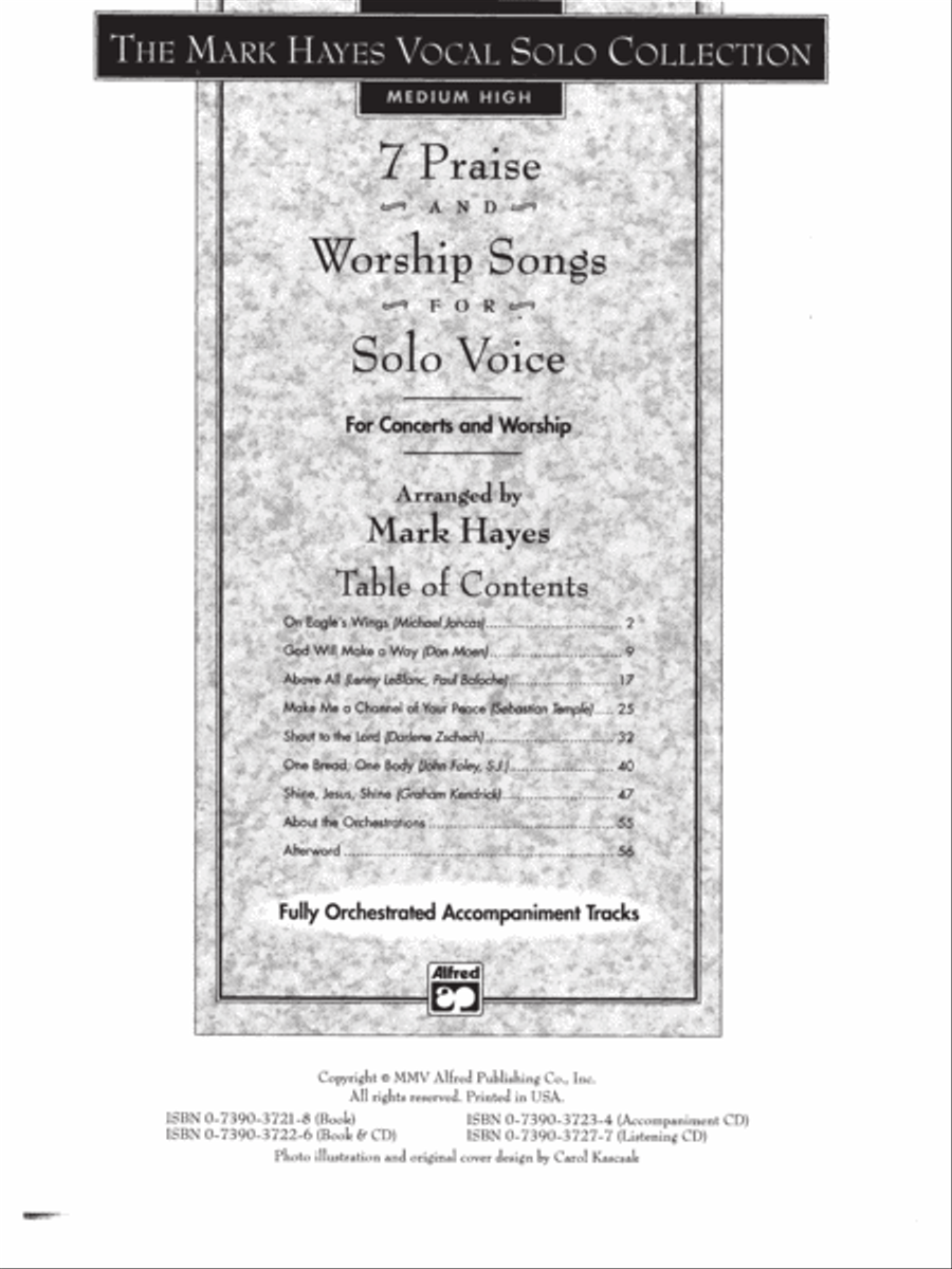 The Mark Hayes Vocal Solo Collection -- 7 Praise and Worship Songs for Solo Voice image number null