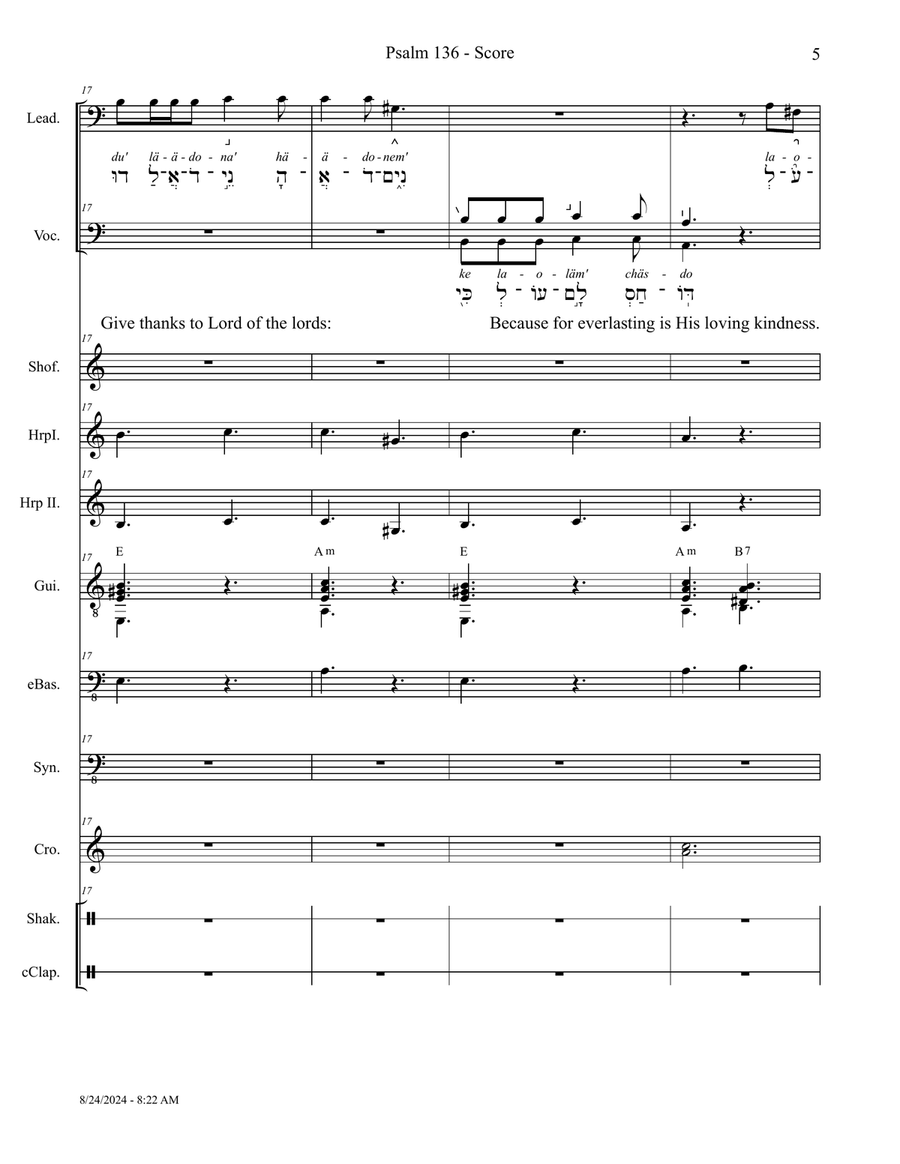 Psalm 136 - Score Only Small Ensemble scores gallery preview page 5