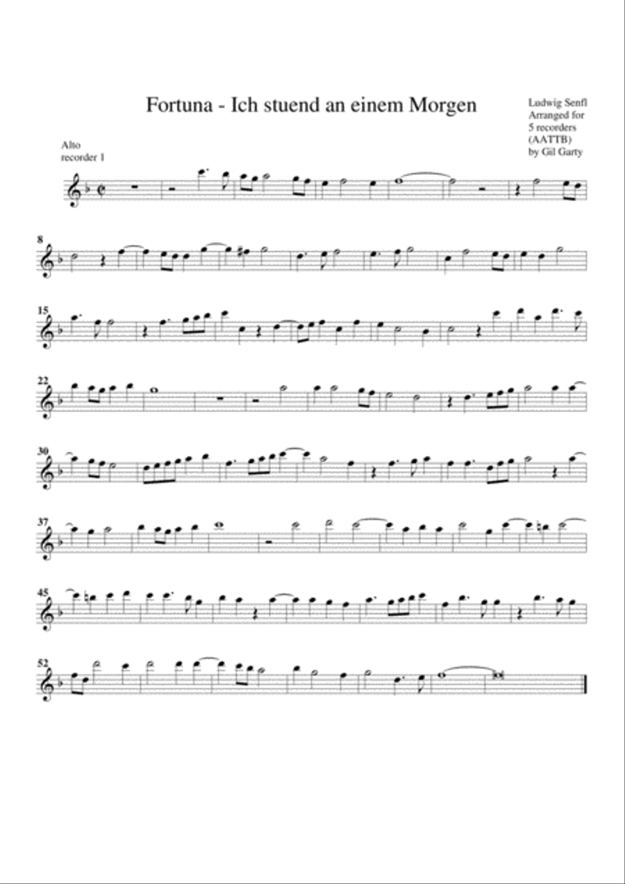 Fortuna - Ich stuend an einem Morgen Recorder scores gallery preview page 3