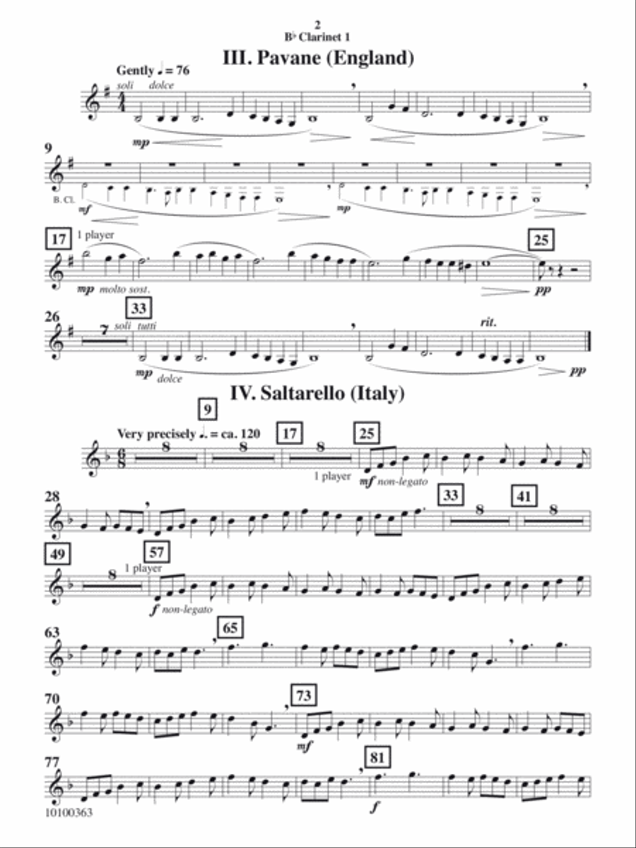 Courtly Airs and Dances - Clarinet 1 Concert Band scores gallery preview page 2