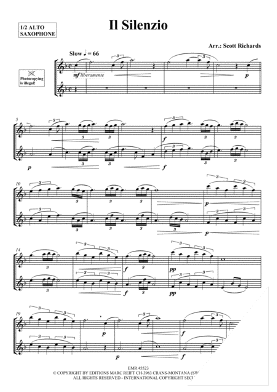 Il Silenzio Alto Saxophone scores gallery preview page 3