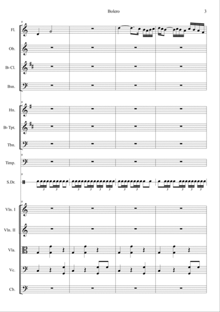 Ravel:Bolero Orchestra scores gallery preview page 3