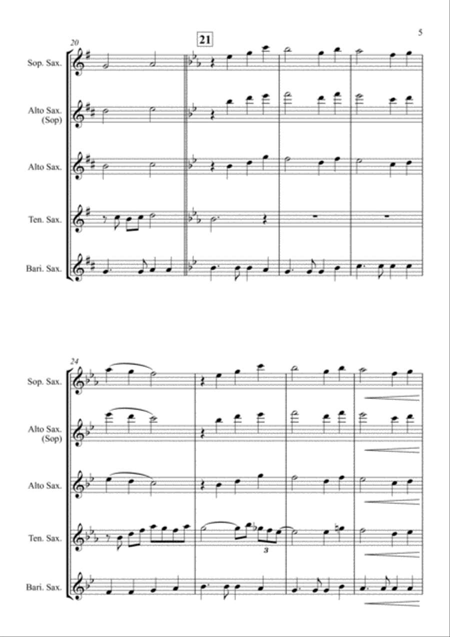 Uptown Girl Uptown Girl Saxophone Quartet scores gallery preview page 5