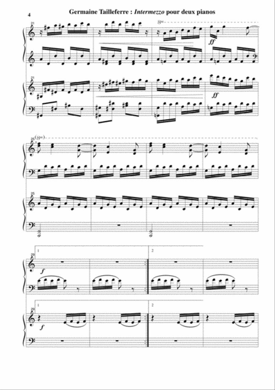 Germaine Tailleferre: Intermezzo for two pianos Germaine Tailleferre: Intermezzo for two pianos 2 Pianos, 4-Hands scores gallery preview page 4