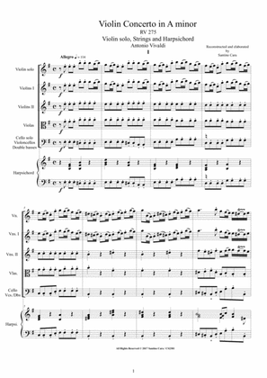 Book cover for Vivaldi - Violin Concerto in E minor RV 275 for Violin, Strings and Harpsichord
