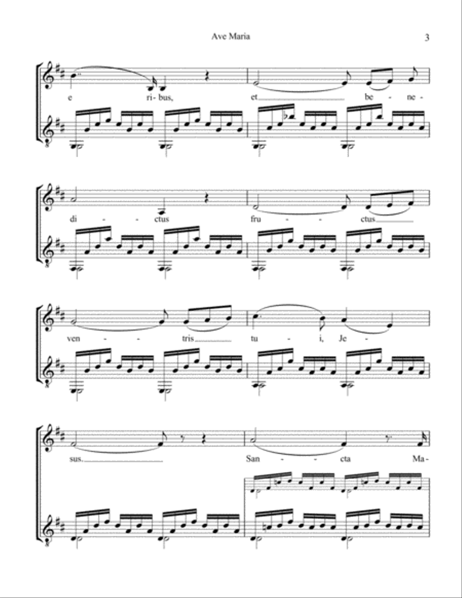 Ave Maria for voice and guitar (D major) Small Ensemble scores gallery preview page 4