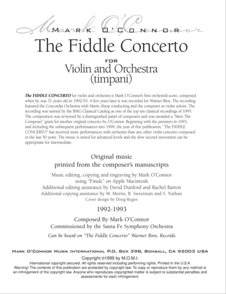 The Fiddle Concerto (percussion parts – violin and symphony orchestra) Full Orchestra scores gallery preview page 3