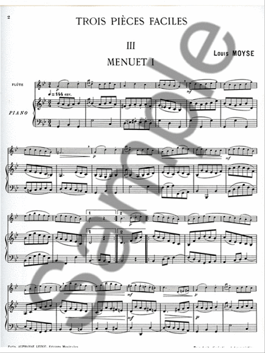 3 Pieces No. 3 - Menuets Flute Solo scores gallery preview page 2