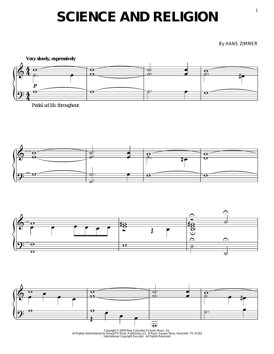 Science And Religion Piano Solo scores gallery preview page 1