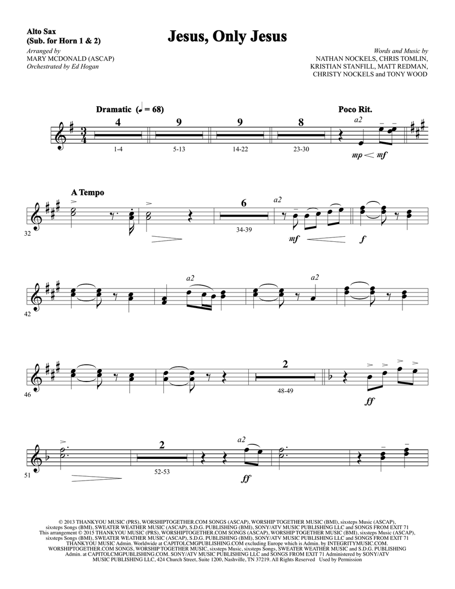 Jesus, Only Jesus - Alto Sax 1-2 (sub. Horn 1-2)