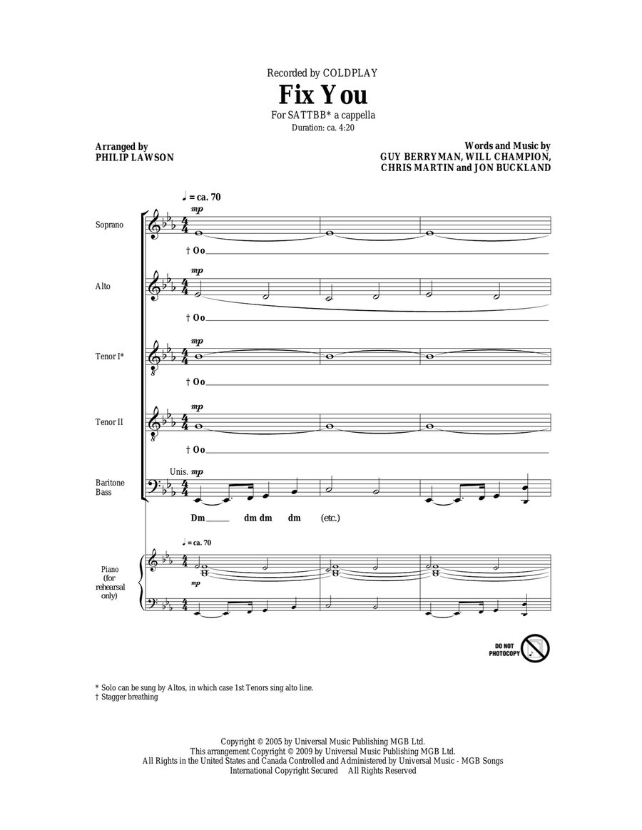 Fix You 4-Part scores gallery preview page 1