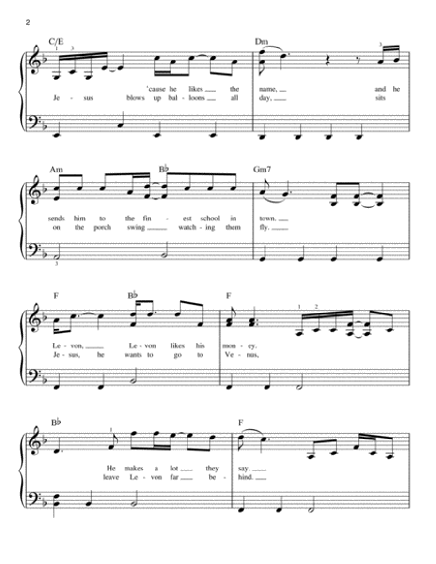 Levon Levon Easy Piano scores gallery preview page 2