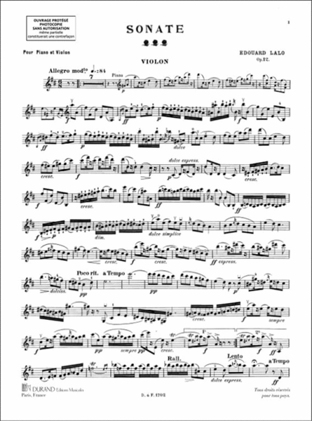 Sonate Opus 12 Violin - Piano