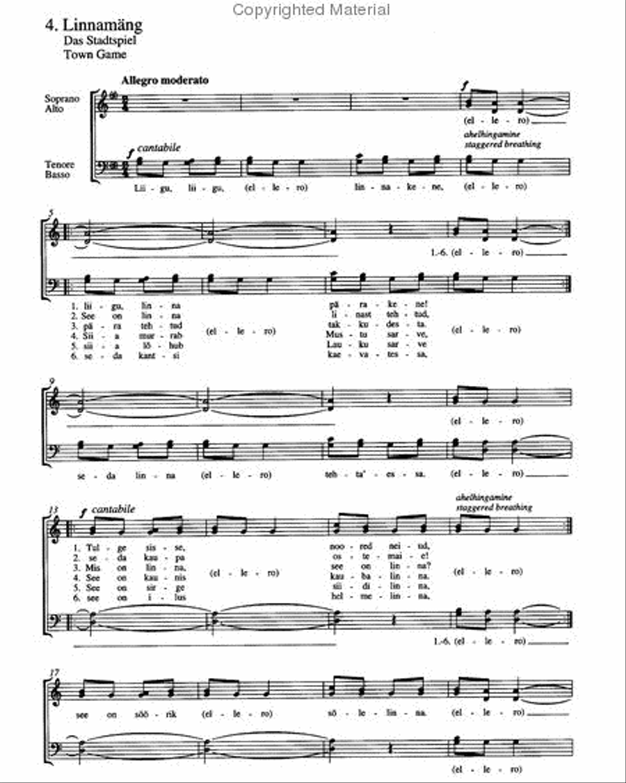 Tormis, Vier Spiellieder von Sangaste Choir scores gallery preview page 4